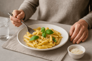 Eating slowly and mindfully is a simple yet powerful natural remedy for bloating