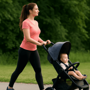 Walk daily and incorporate gentle cardio to naturally lose lower belly pooch after pregnancy and improve overall stamina